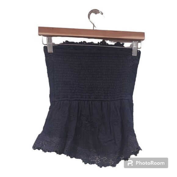 A&F Navy Blue Corset Lace Top Size Small - Picture 2 of 6